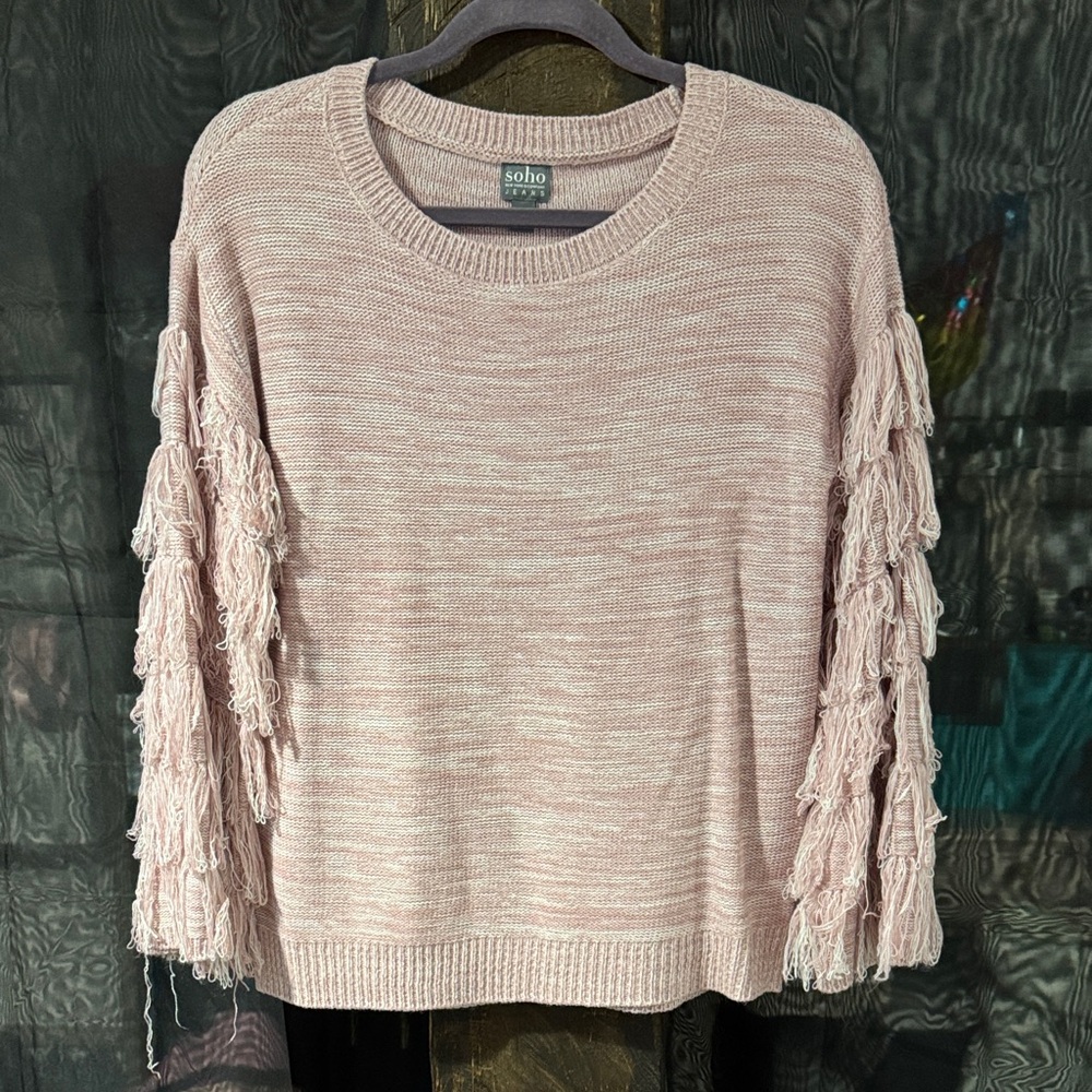 Soho Blush Fringe Sweater